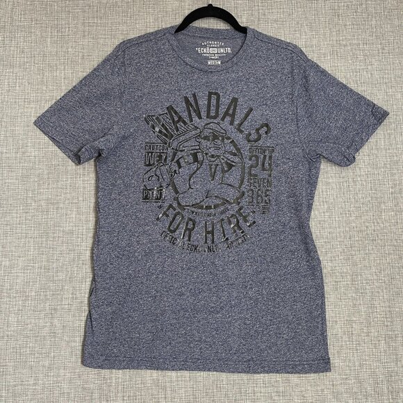 Ecko Unlimited Other - ECKO Shirt Mens Medium Vandals For Hire Skate Skater Tee Heather Blue Y2K